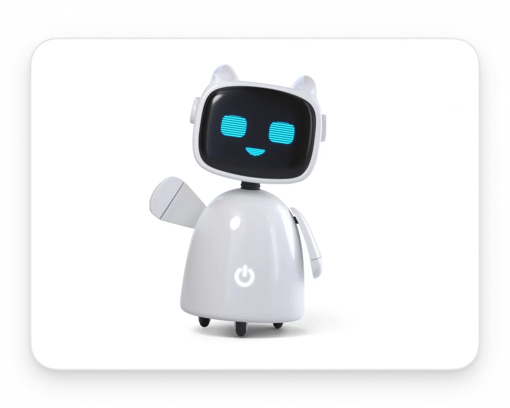 3D happy robot assistant waving hello
