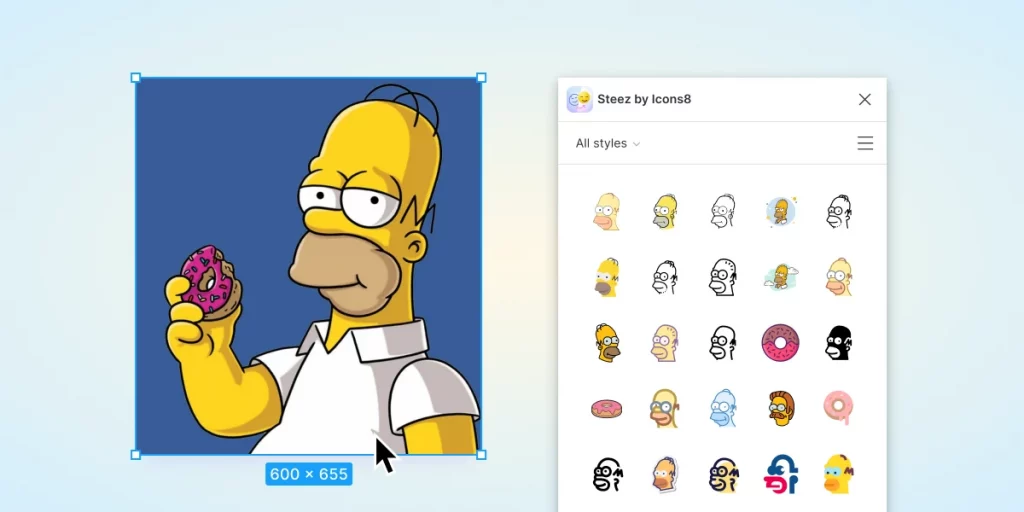Icons search by image in the Steez Figma plugin