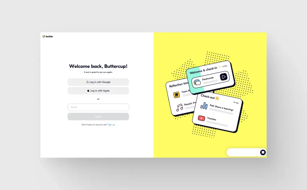 butter login page