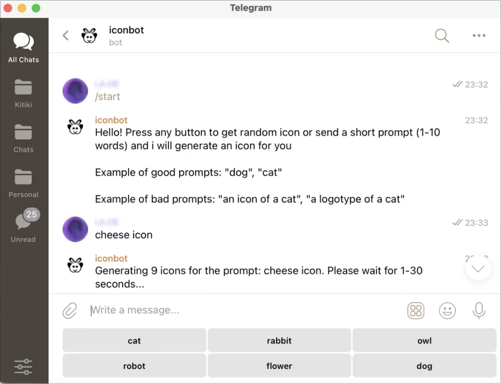 Iconbot chat start