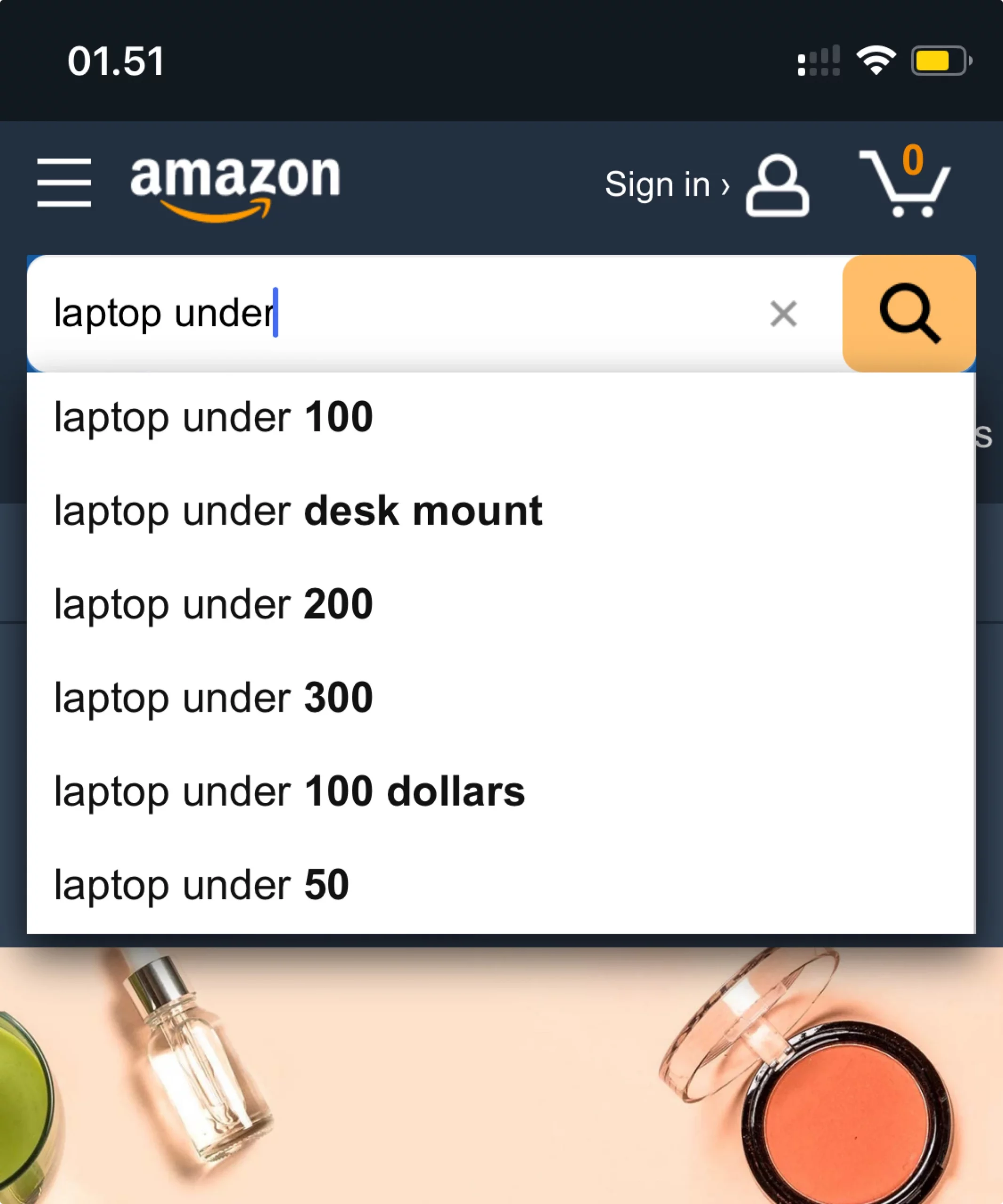 Amazon search feature