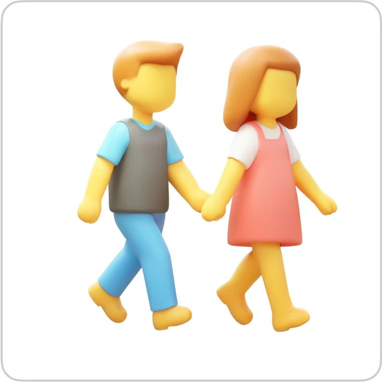 Boy and girl walking 3D Fluency