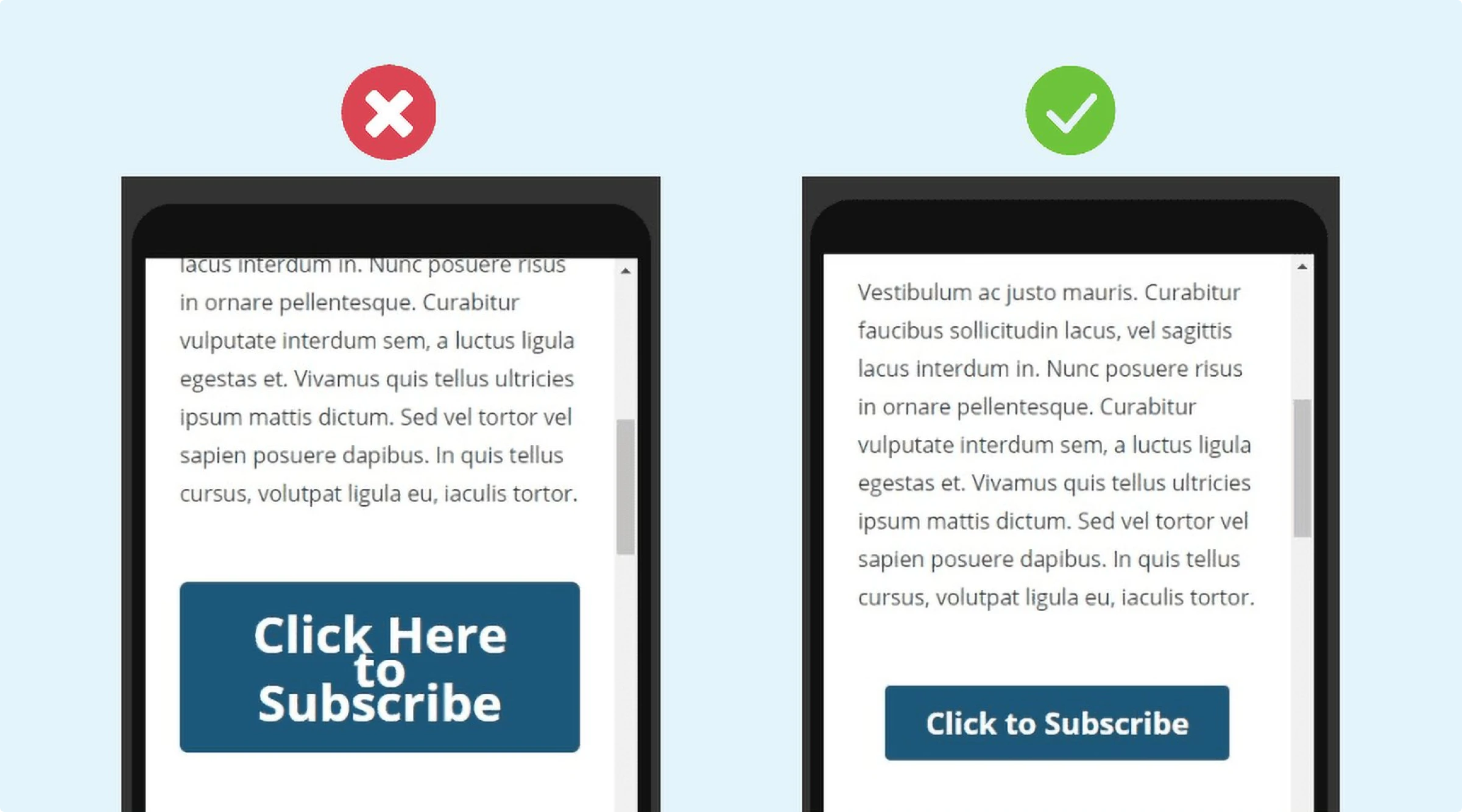 Button sizing wireframe