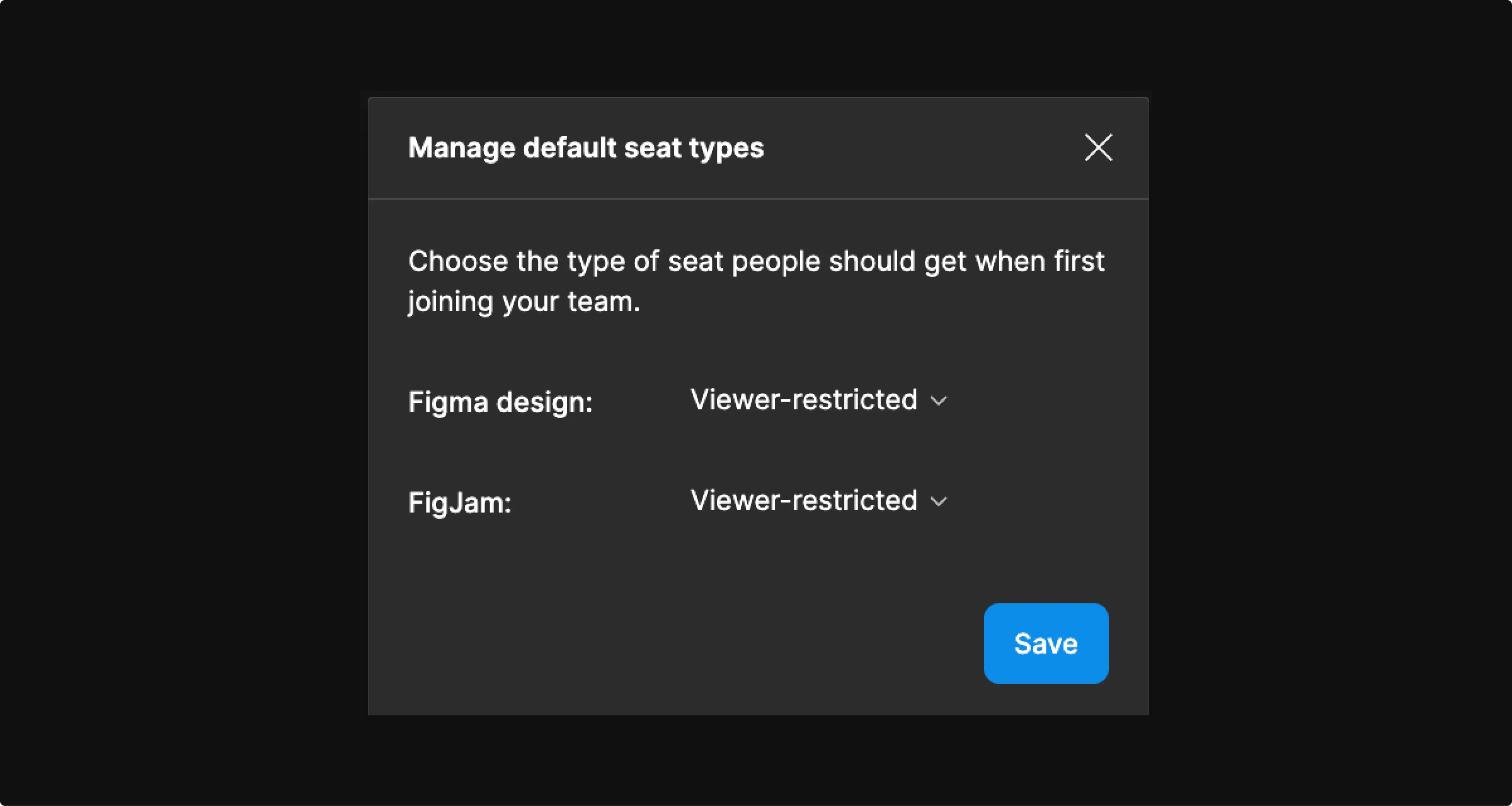 manage Default seat types in figma