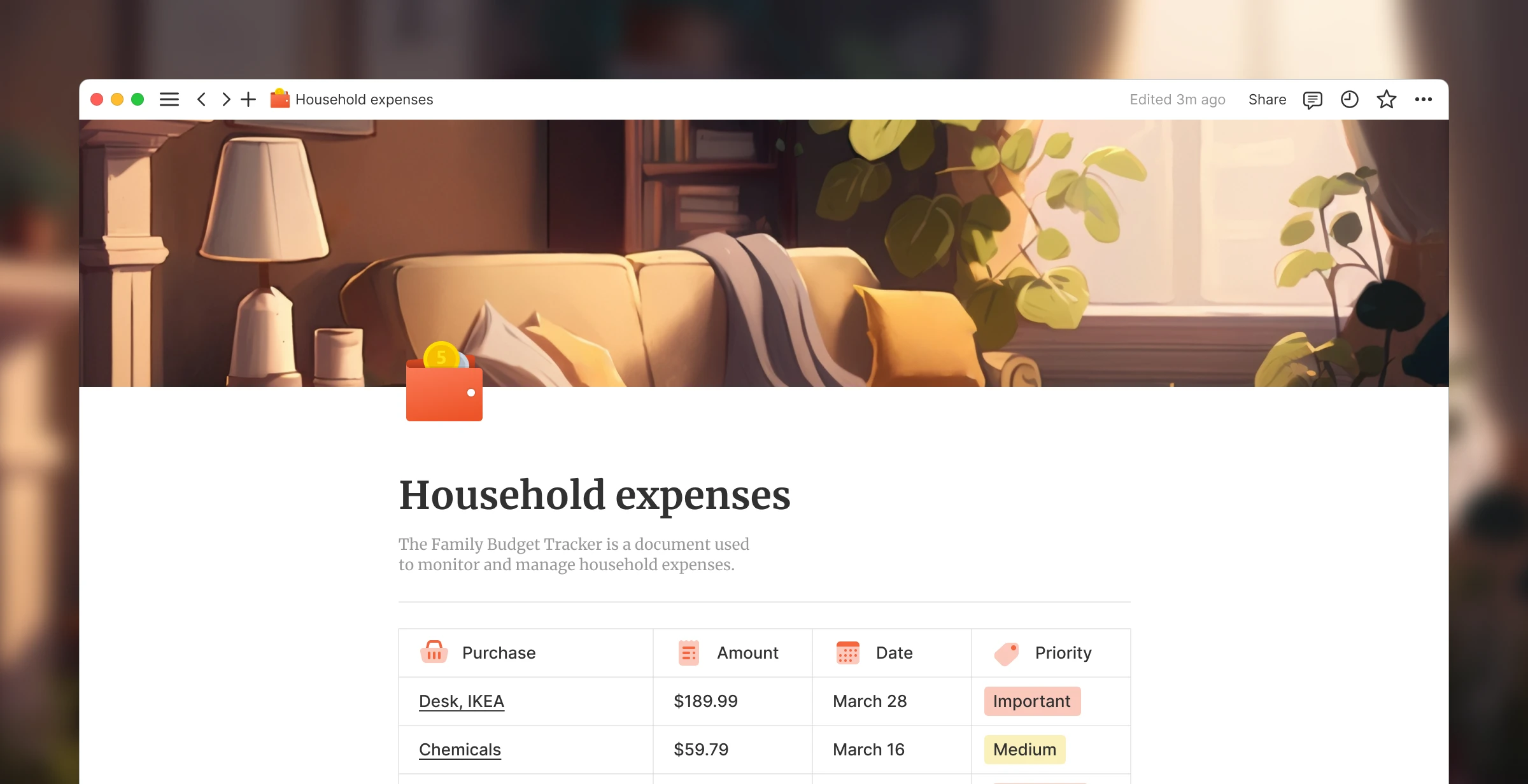 household expenses template
