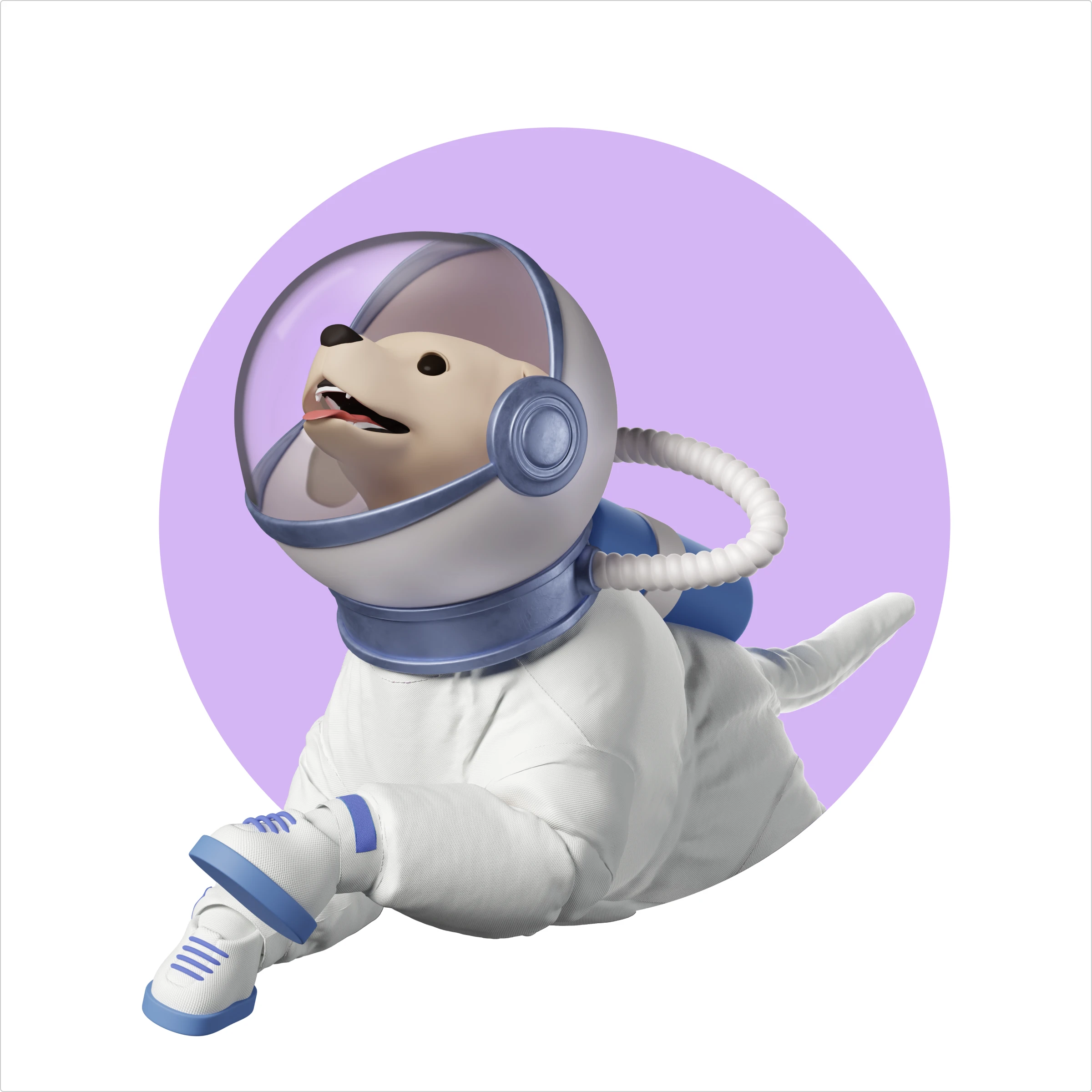 3D Business illustration dog astronaut