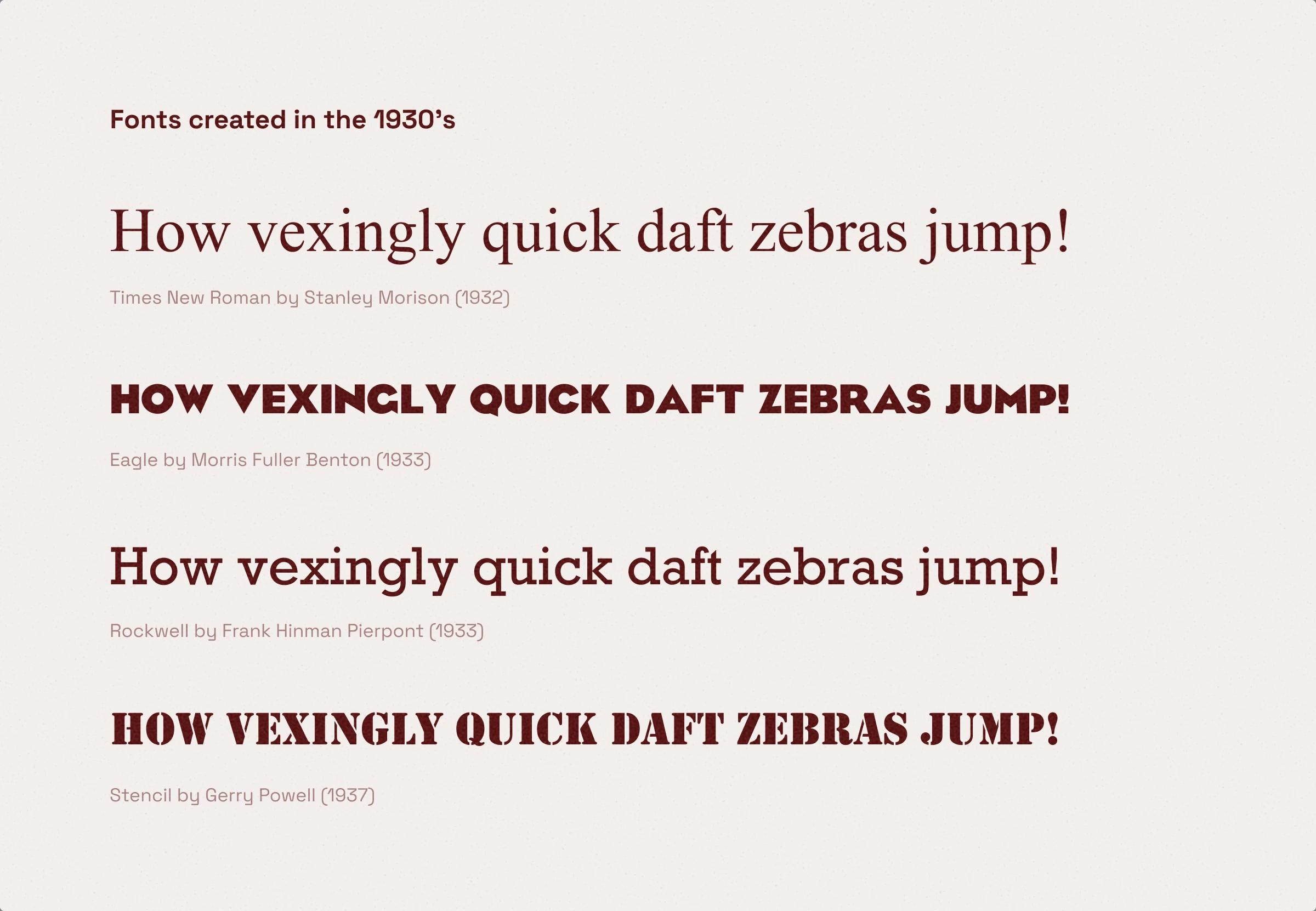Fonts created in the 1930’s