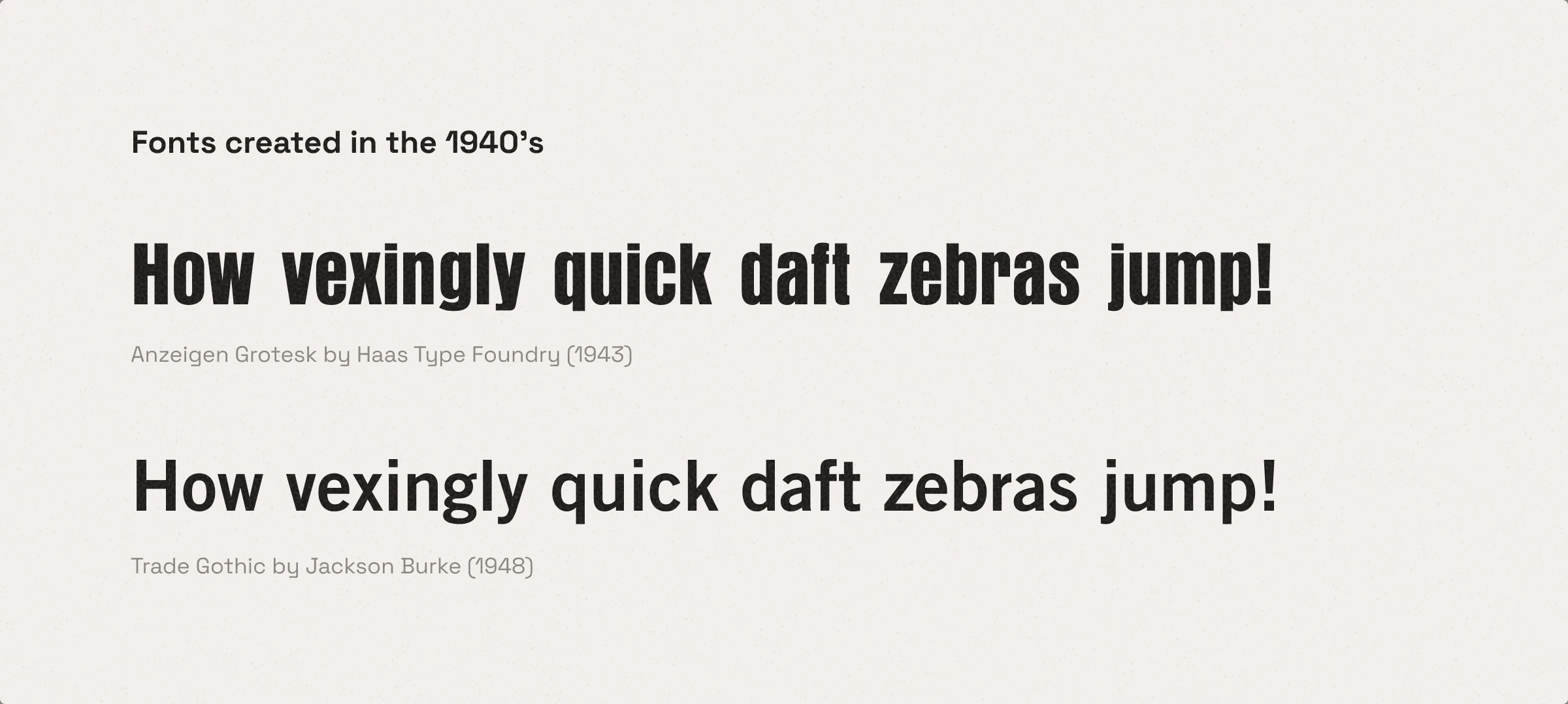 Fonts created in the 1940’s