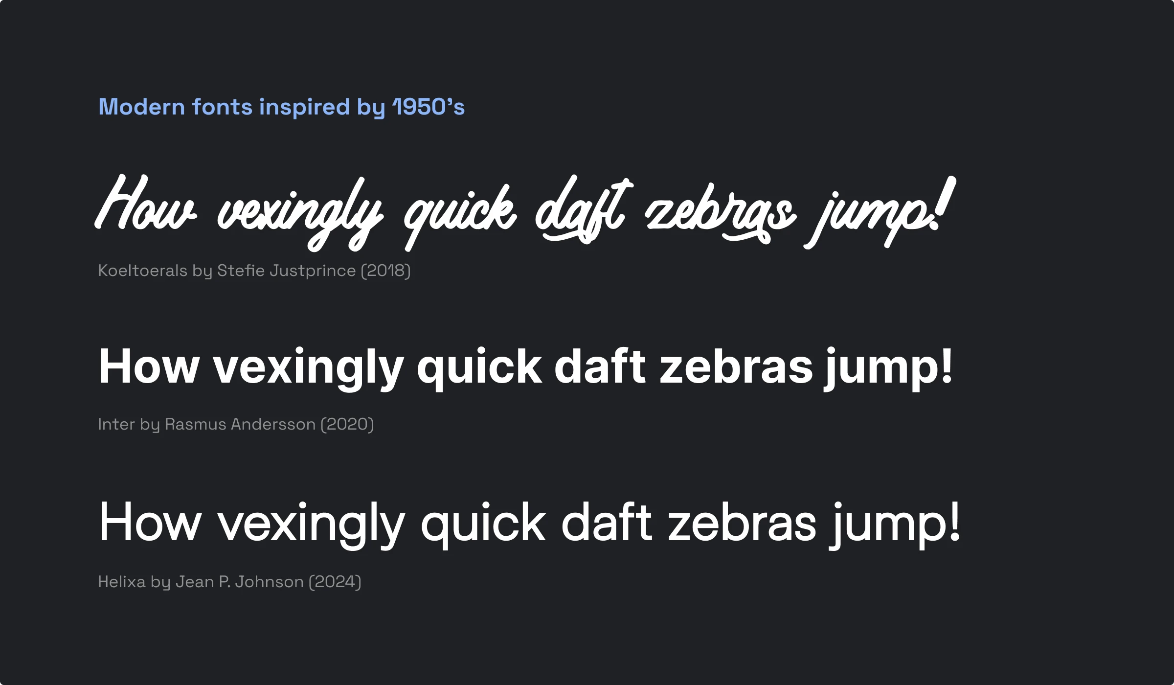 Modern fonts inspired 1950’s