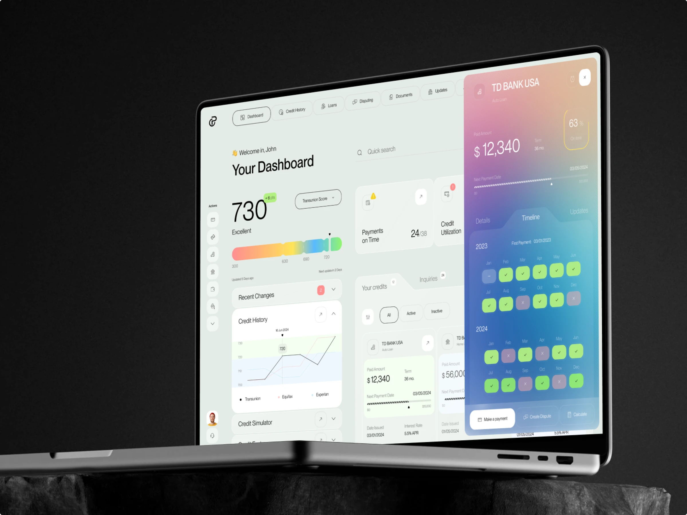 Credit score dashboard inspiration