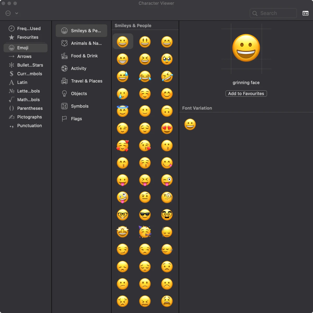 Emoji on Mac preview