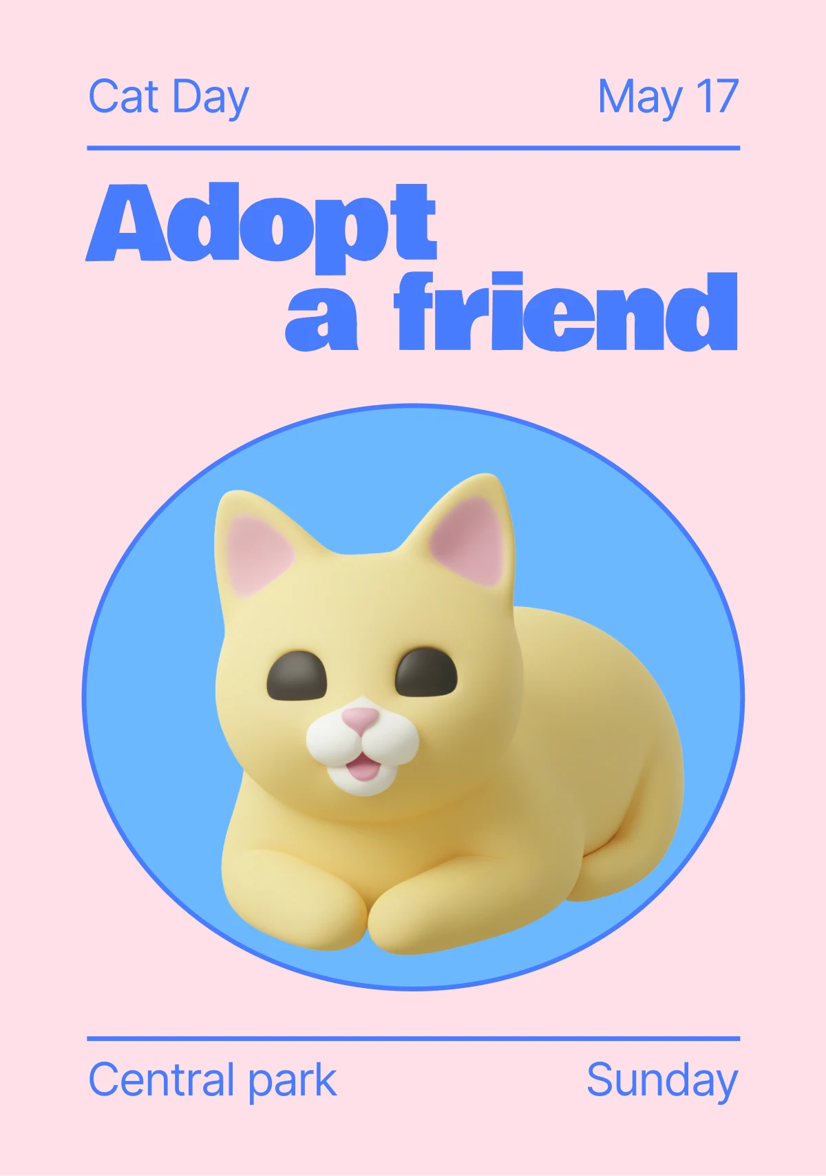 Event poster design concept with 3D Casual life generated cute cat