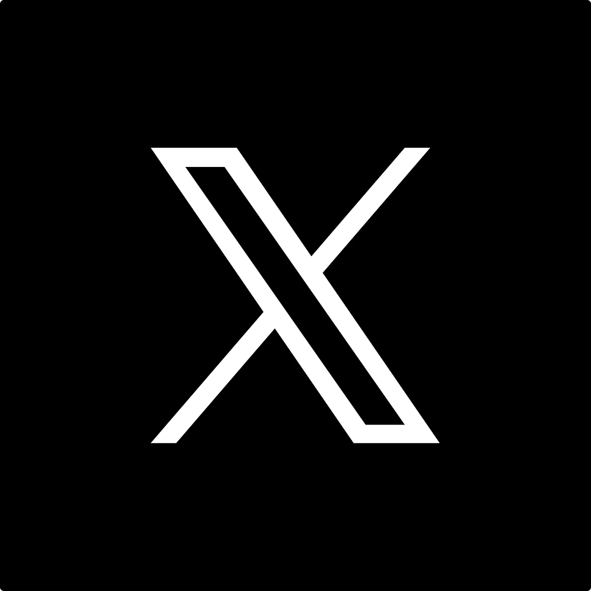 Twiiter X primary logo on black background