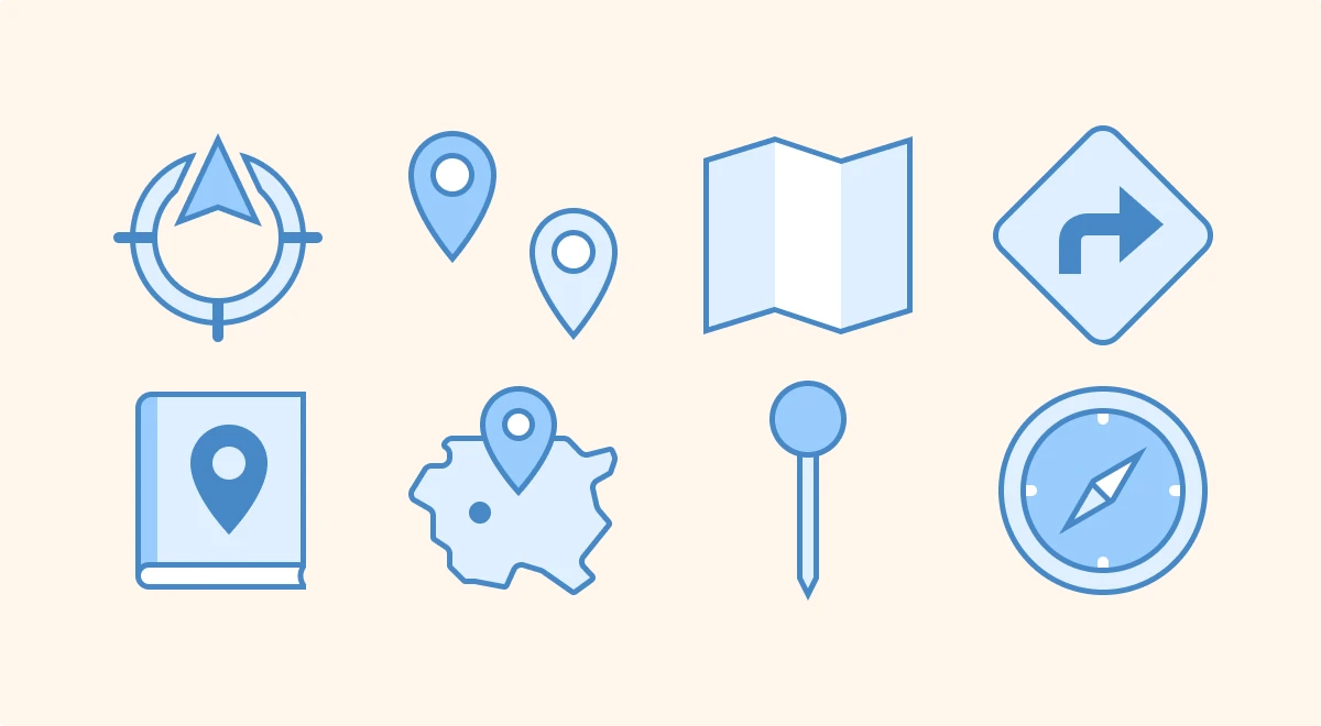 Blue UI location icons