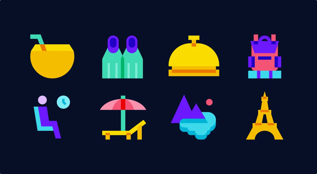 Color Glass travel icons