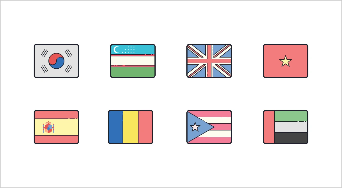 Color Hand-Drawn flag icons