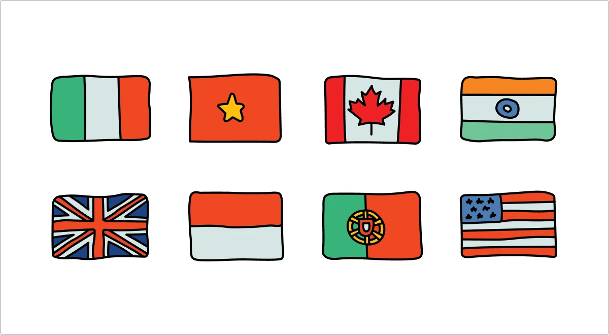 Doodles flags icons