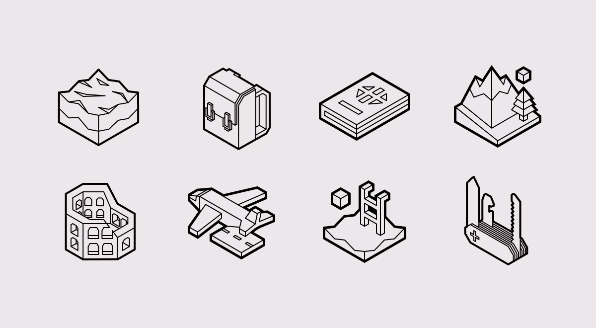 Isometric travel icons