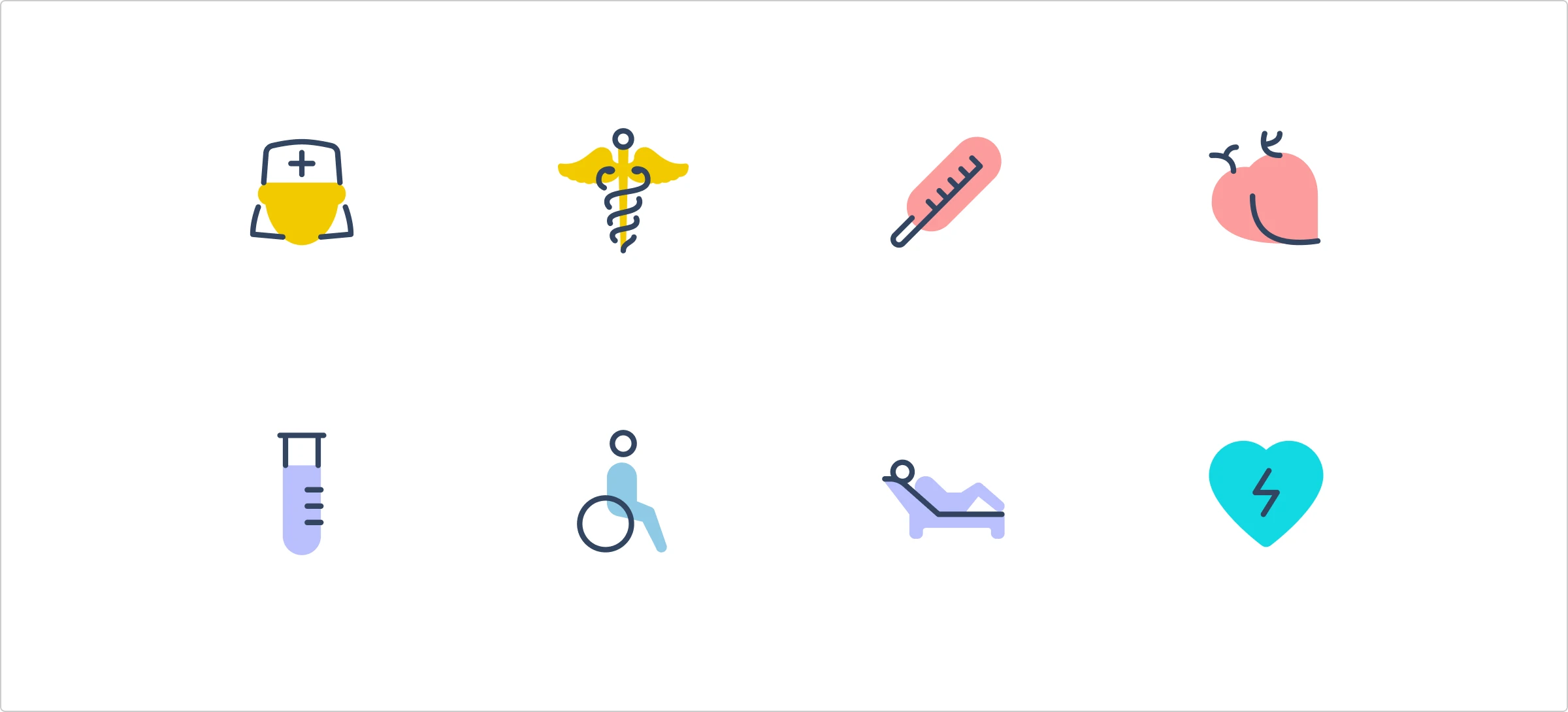 medical app icons in parakeet style