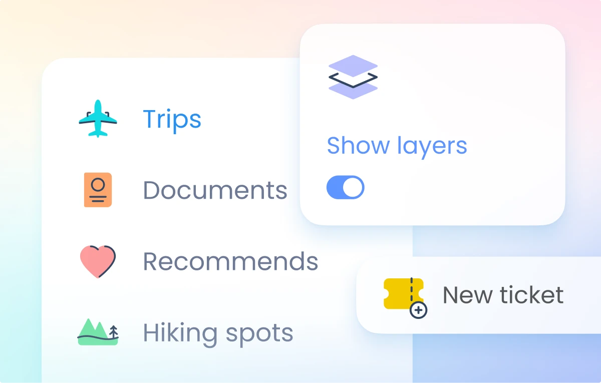 Parakeet travel icons in the minimalistic menu bar