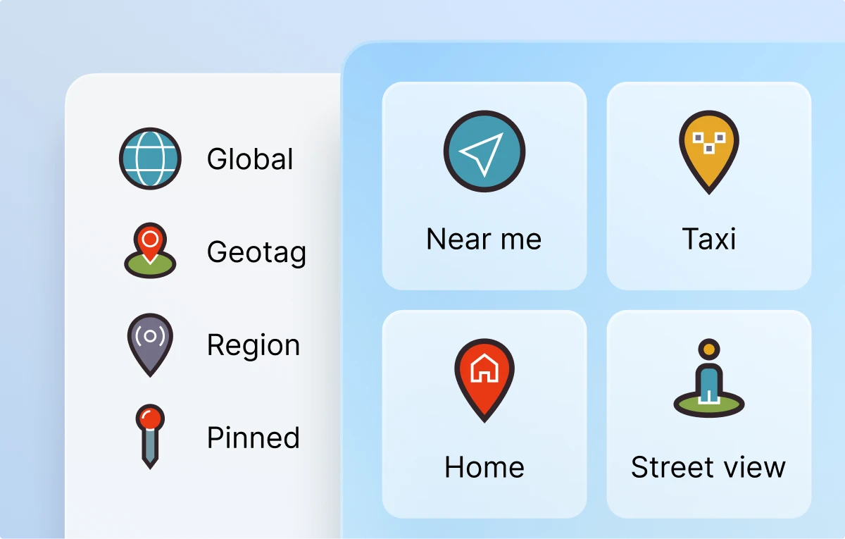 Retro location icons in the minimalistic menu