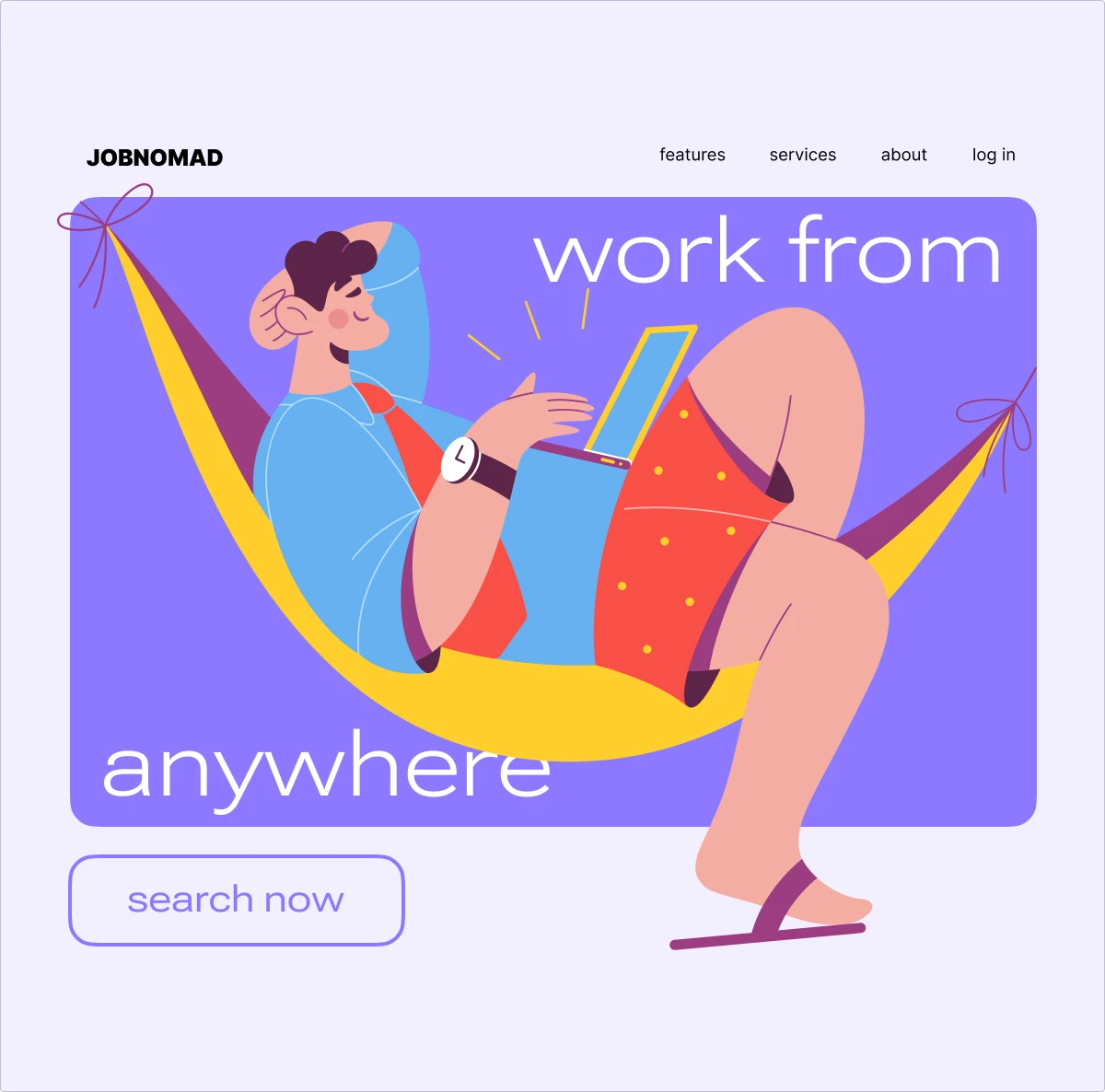 Sammy remote work illustration in the website design concept