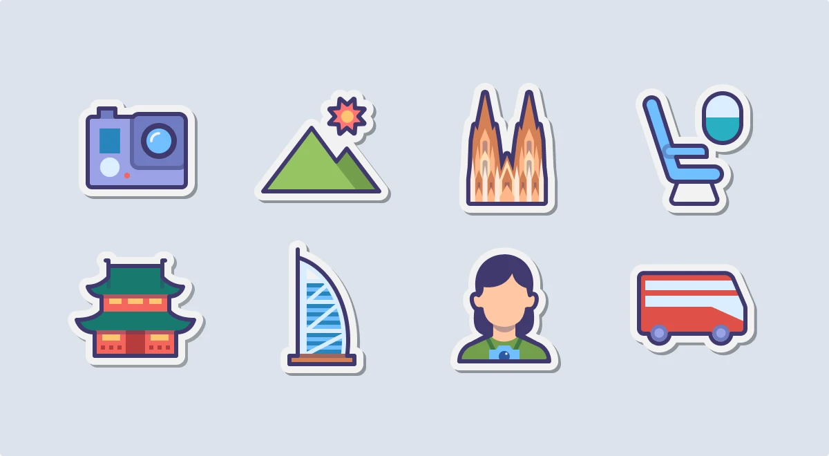 Stickers tourism icons