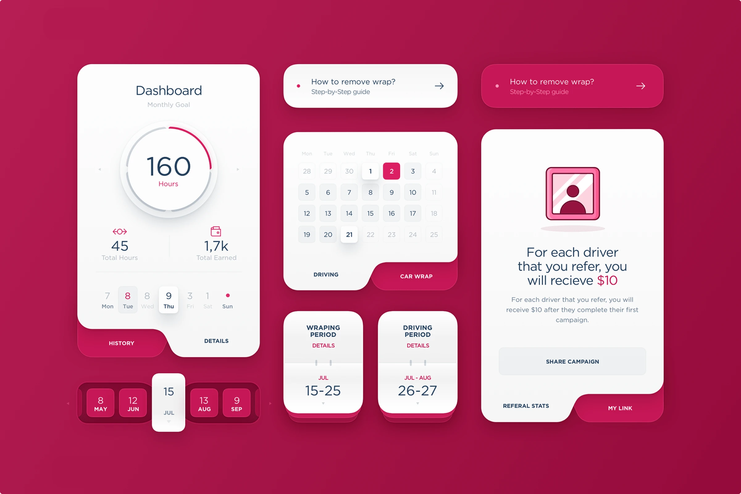 ui concepts in burgundy color