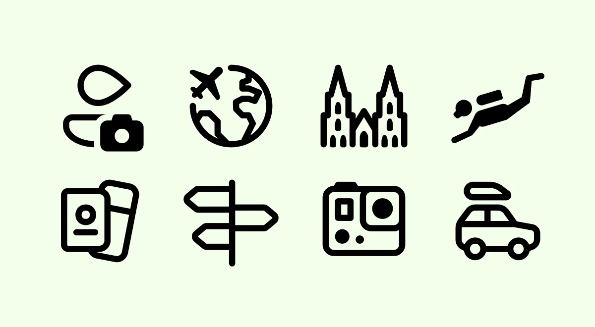 Windows 11 Outlines tourism icons