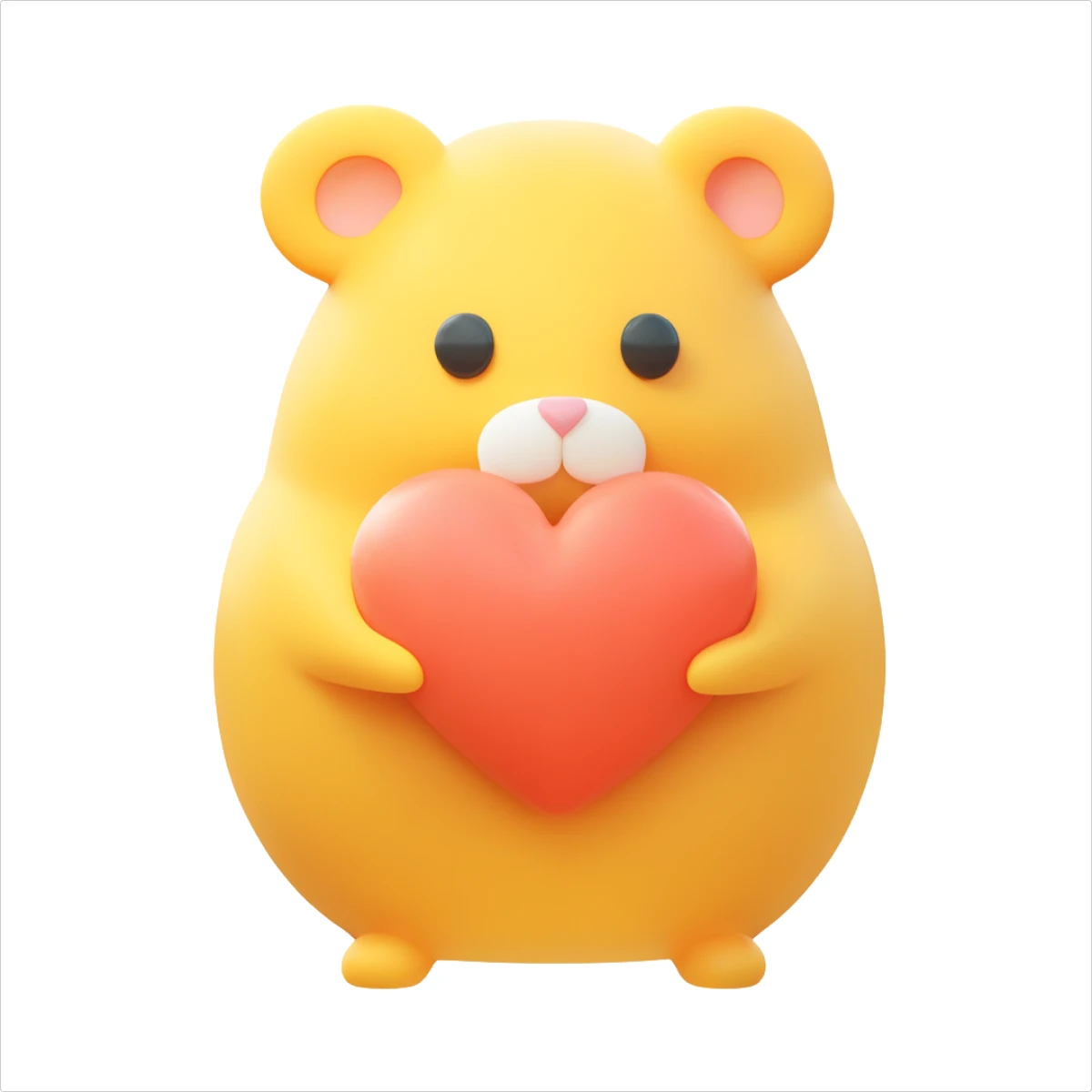 3D Fluency generated hamster holding a heart illustration