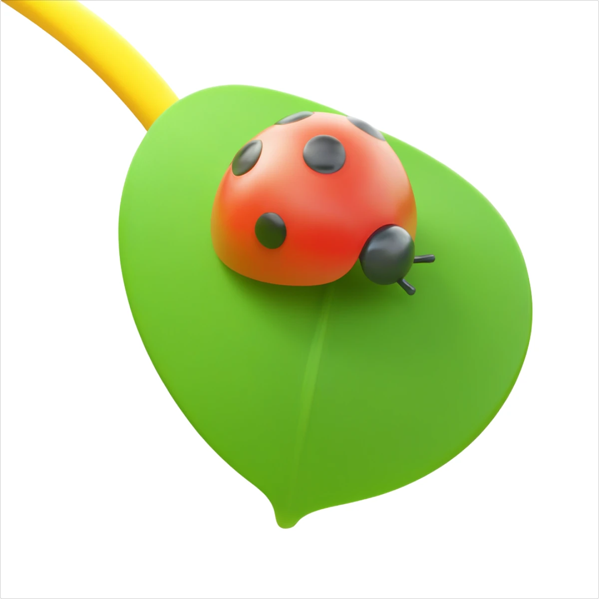 3D Fluency generated ladybug on the leaf illustration