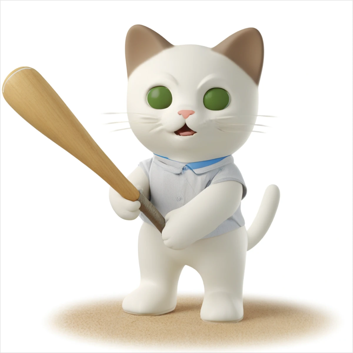 A cat playing baseball generated illustration in the 3D Business style