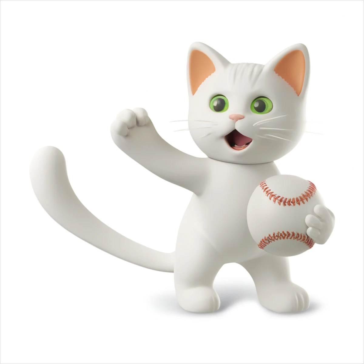 A cat playing baseball generated illustration in the 3D Business style — 2