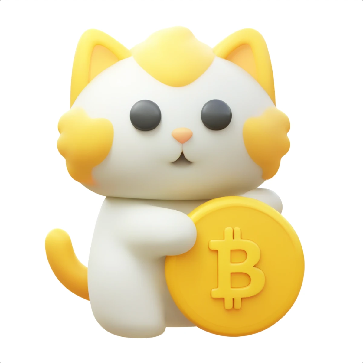 A cat with a bitcoin generated illustration in 3D Fluency style