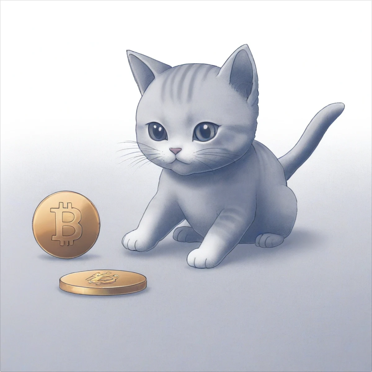 A cat with a bitcoin generated illustration in the Haze style