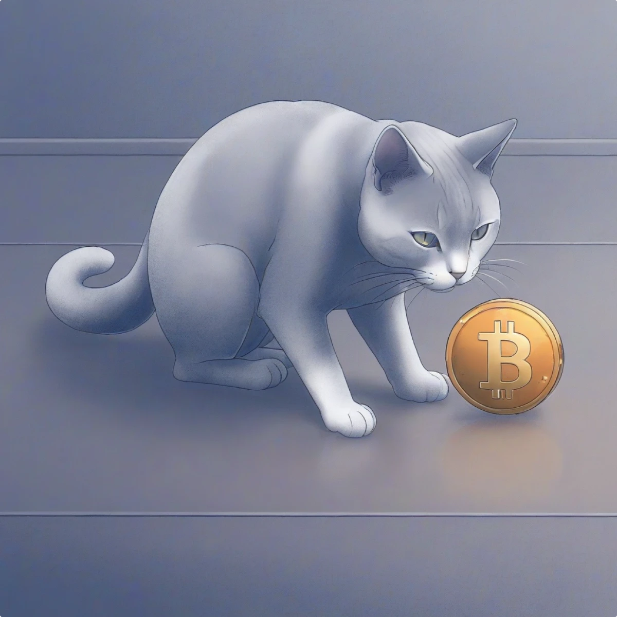 A cat with a bitcoin generated illustration in the Haze style _ 2