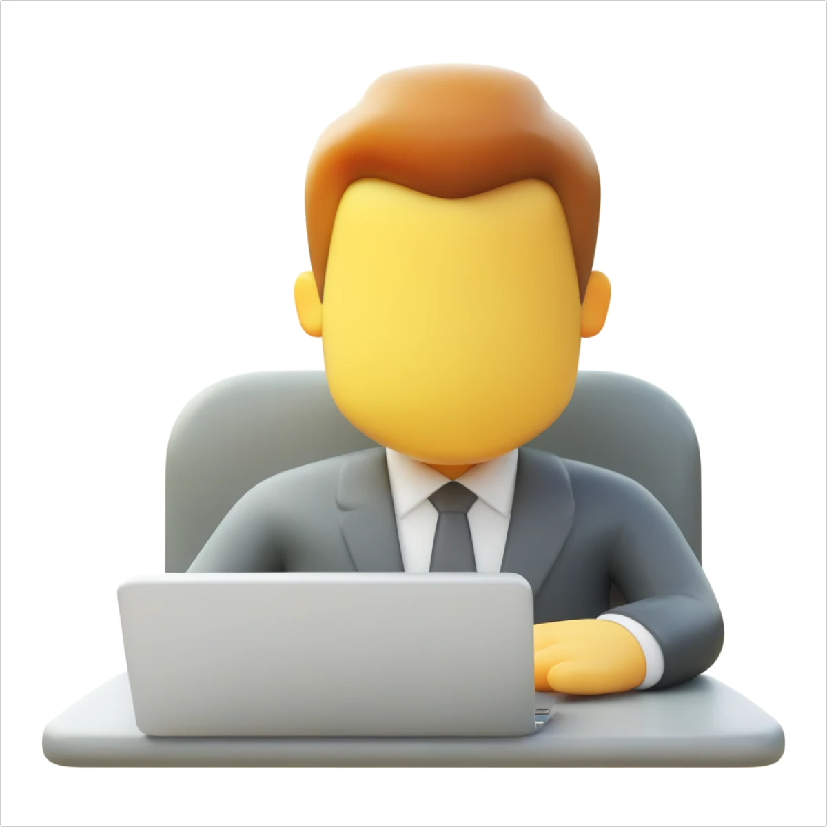 Businessman sits at a computer at an office generated illustration in 3D Fluency style — 2