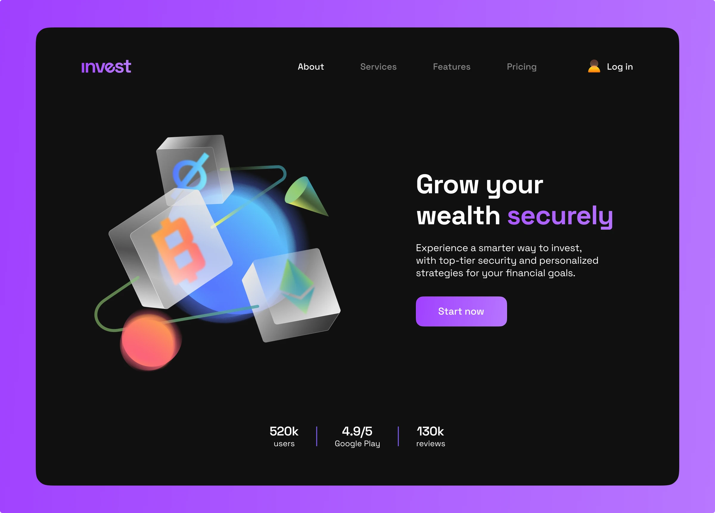 fintech landing page ui