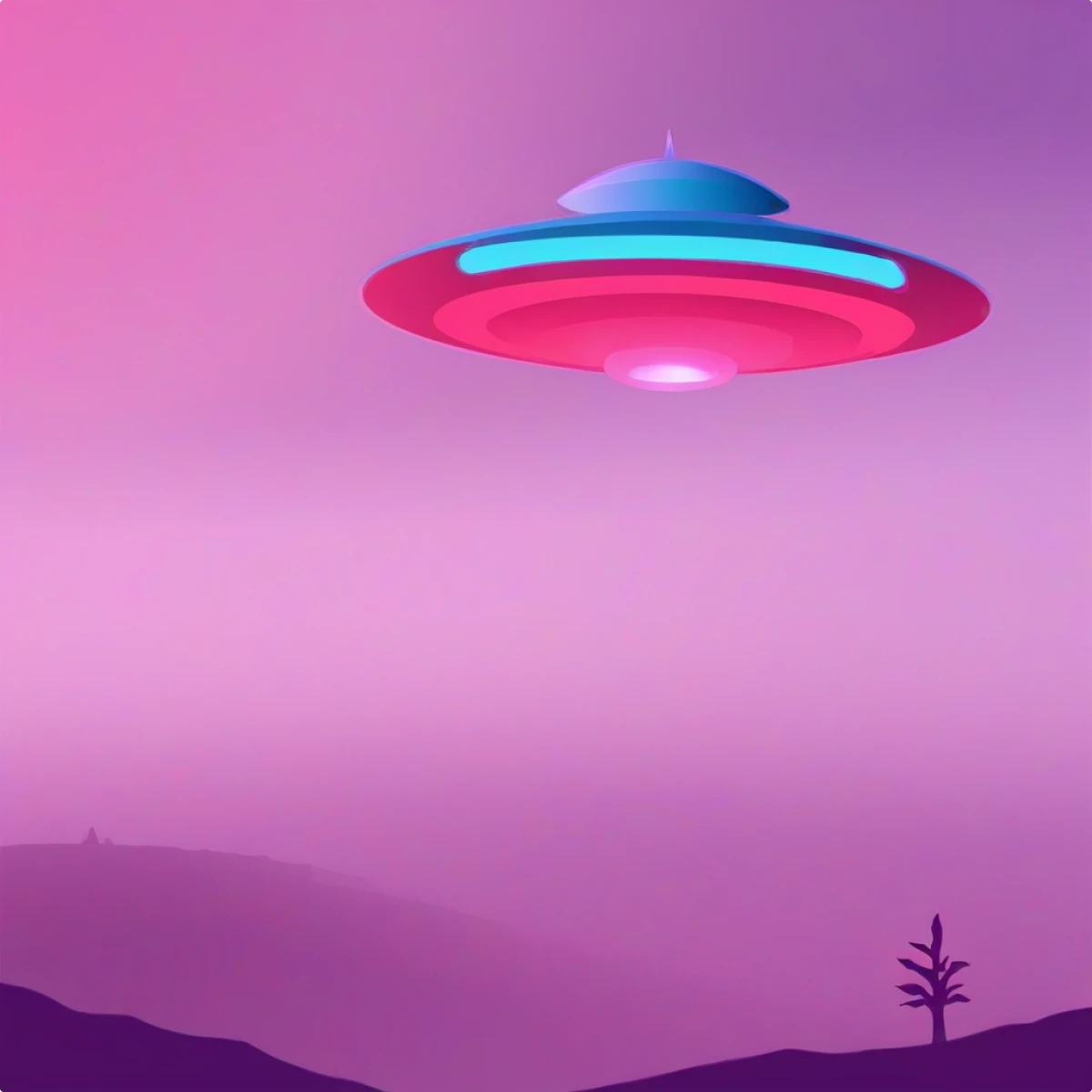 Neon generated alien spaceship illustration