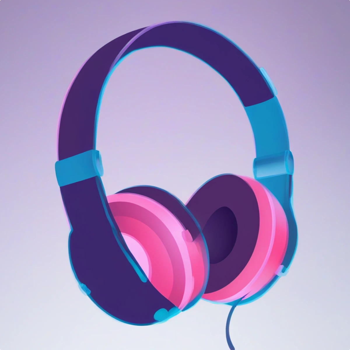 Neon generated wired headphones illustration