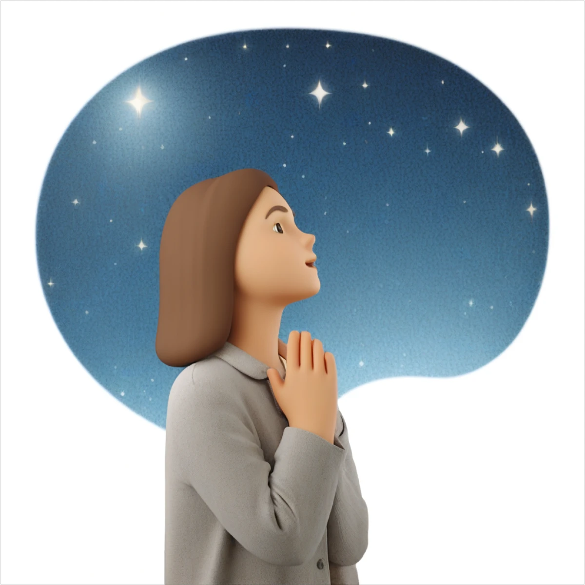 Woman looking up to the sky generated illustration in the 3D Business style — 2