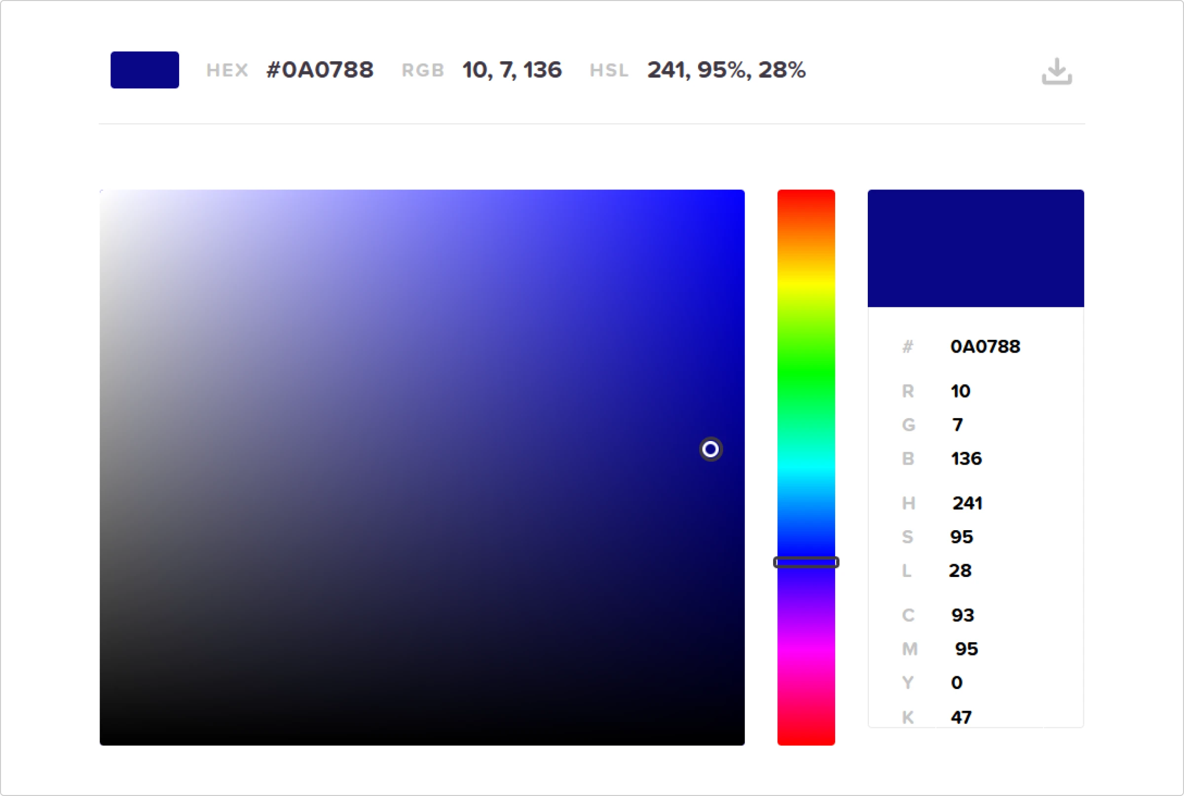 html color codes screenshot