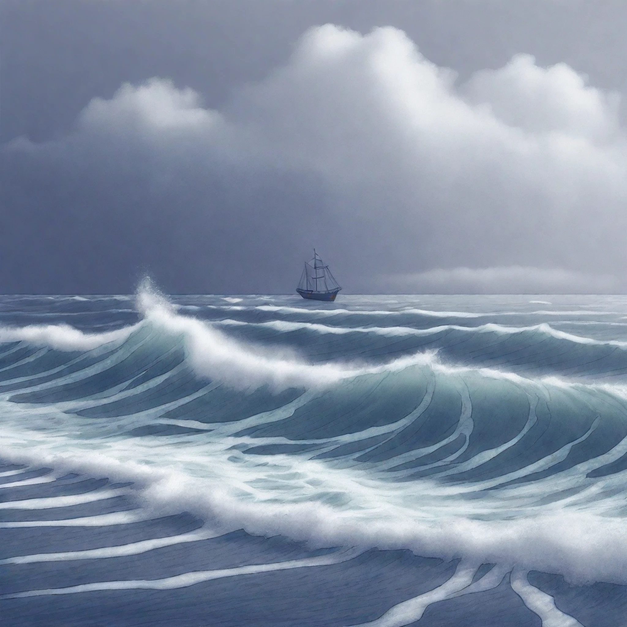 stormy sea illustration