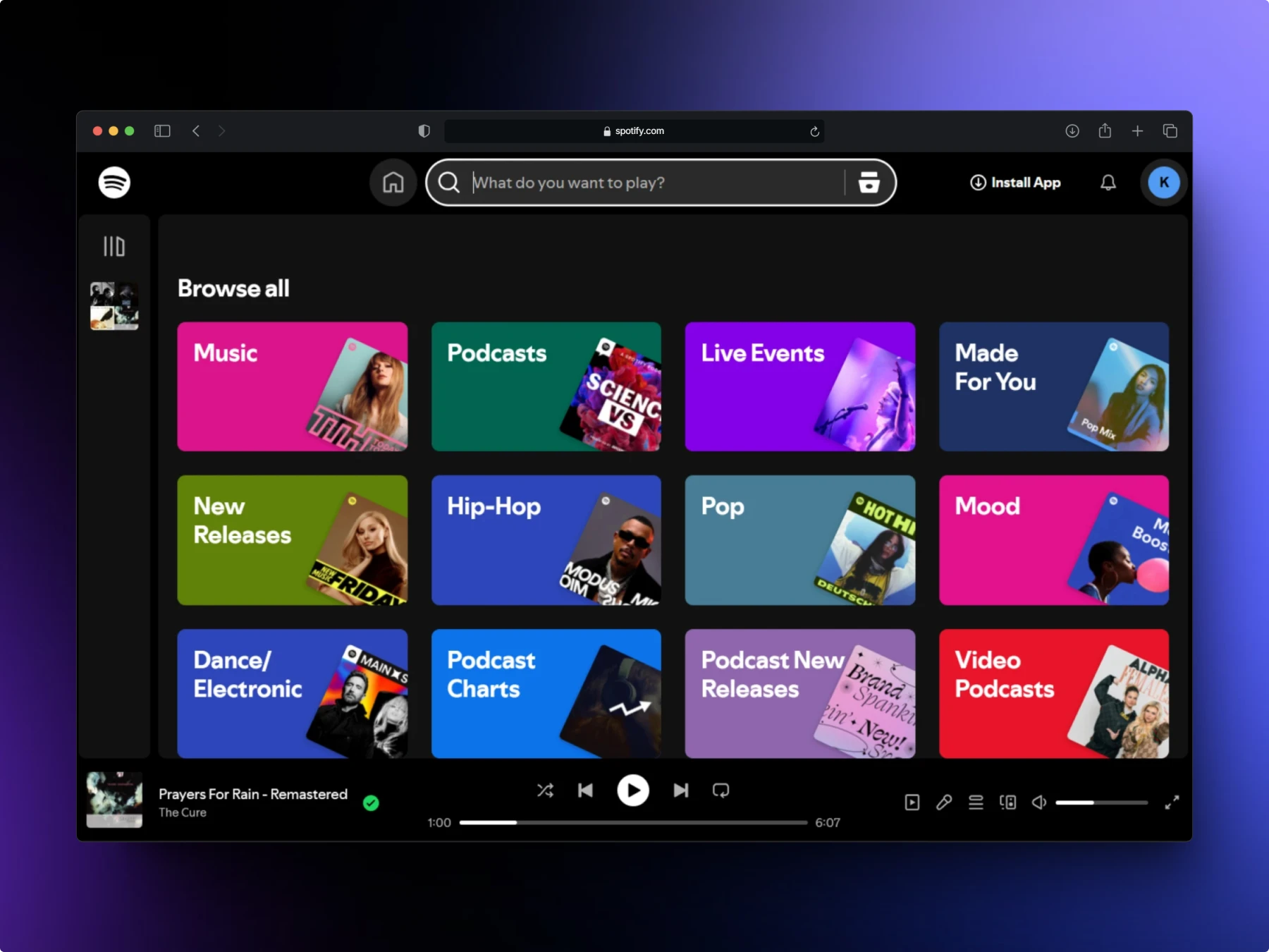 spotify web app screenshot