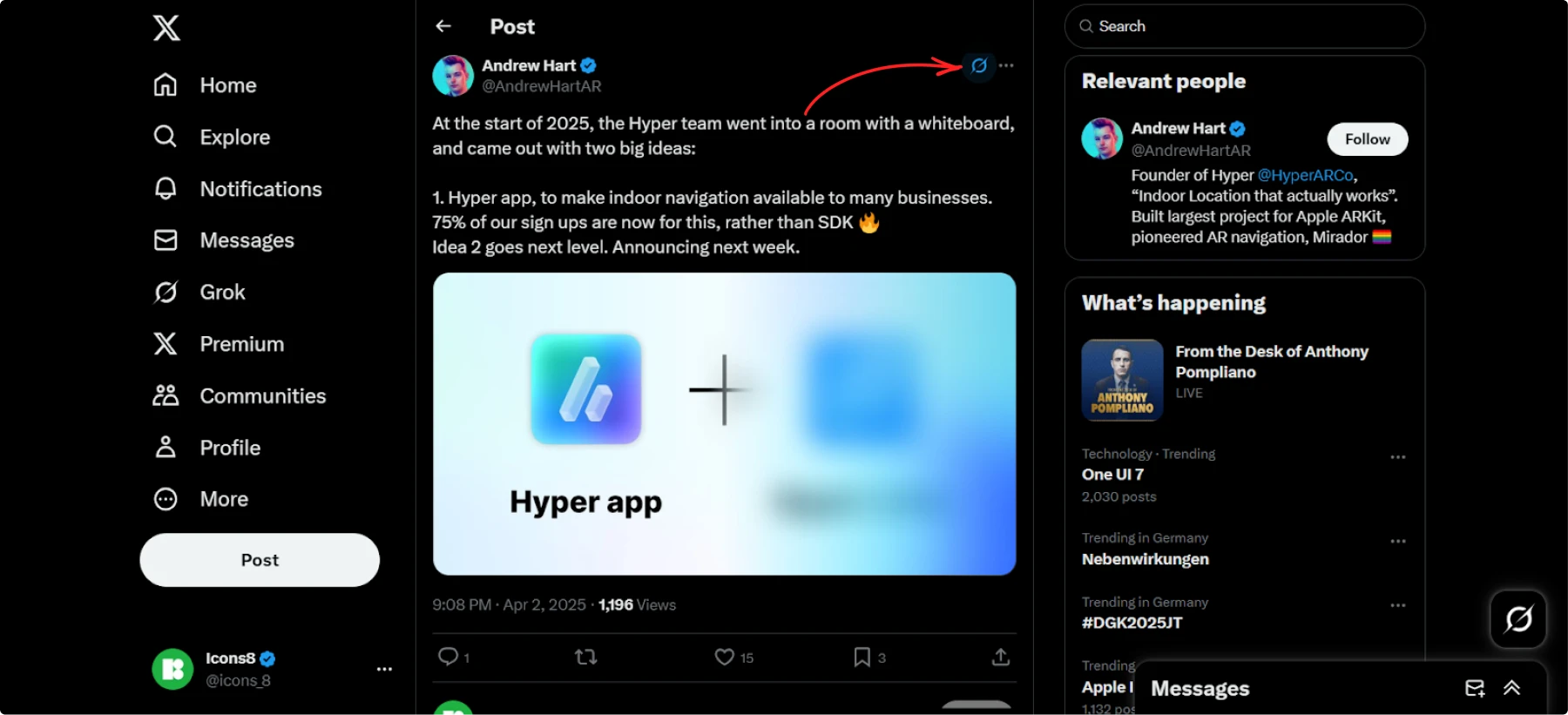 grok icon on tweets