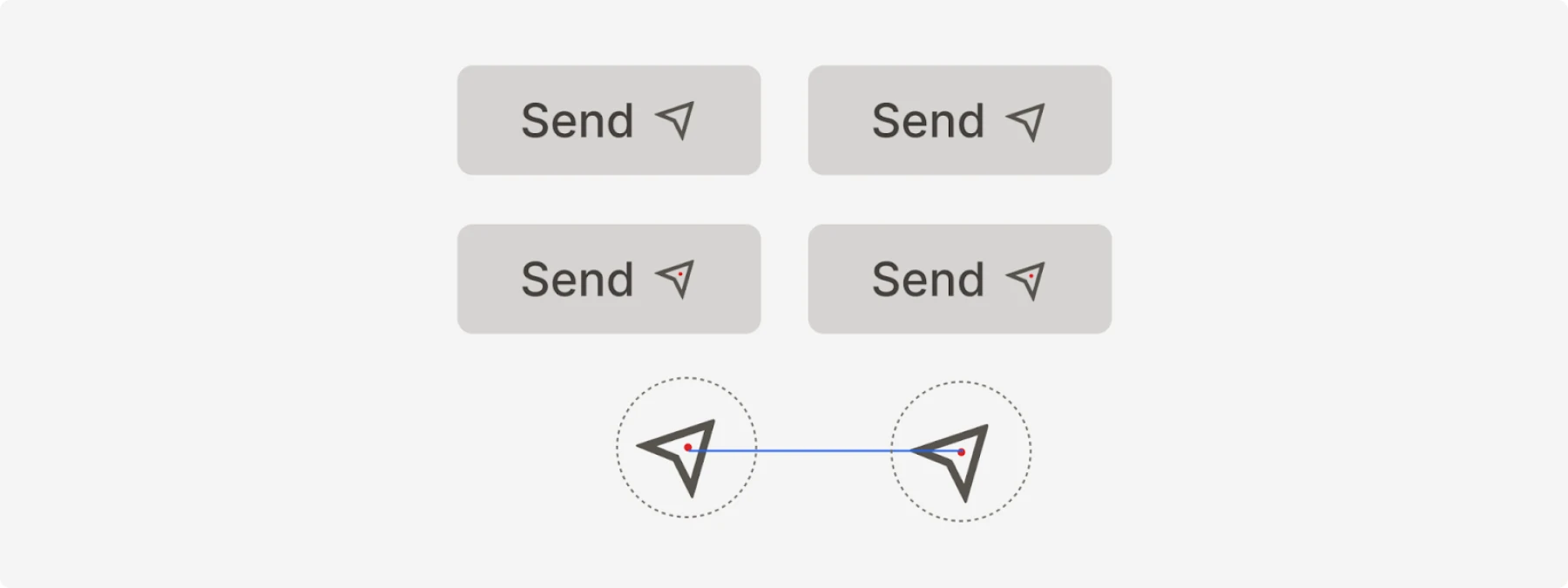 optical alignment is not correct, e.g., when the icon is not symmetrical