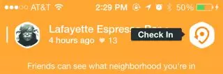 Swarm app use popover hint in attempt to educate users.