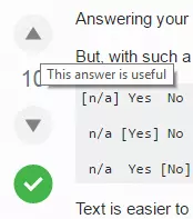 StackExchange app. If we didn’t have tooltips on all these up & down arrows next to each answer, some people might think they’re for scrolling.