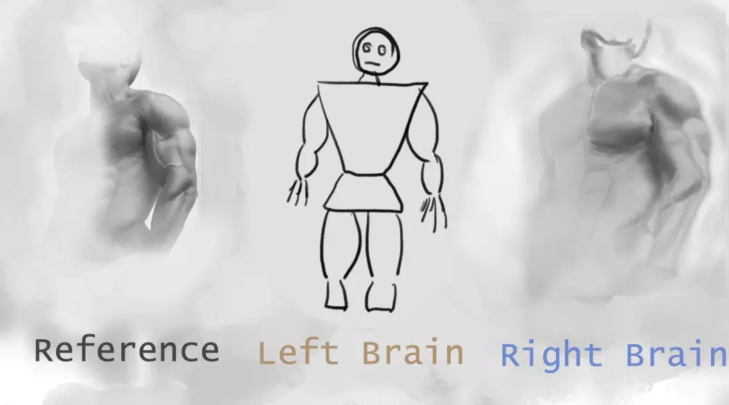 When I switched into a left-brain mode, suddenly my childish Sub-Zero started popping up. That’s how I drew people till my twenties.