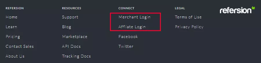 login form footer